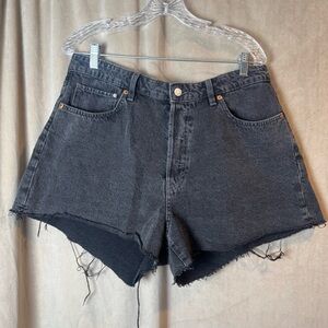 Women's Black Denim high‎ waist cutoff Jean shorts &denim Size 12 grunge